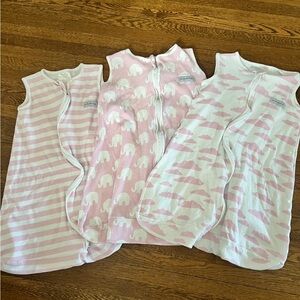 100% Cotton Baby Sleep Sack Bundle of 3 Pink and White